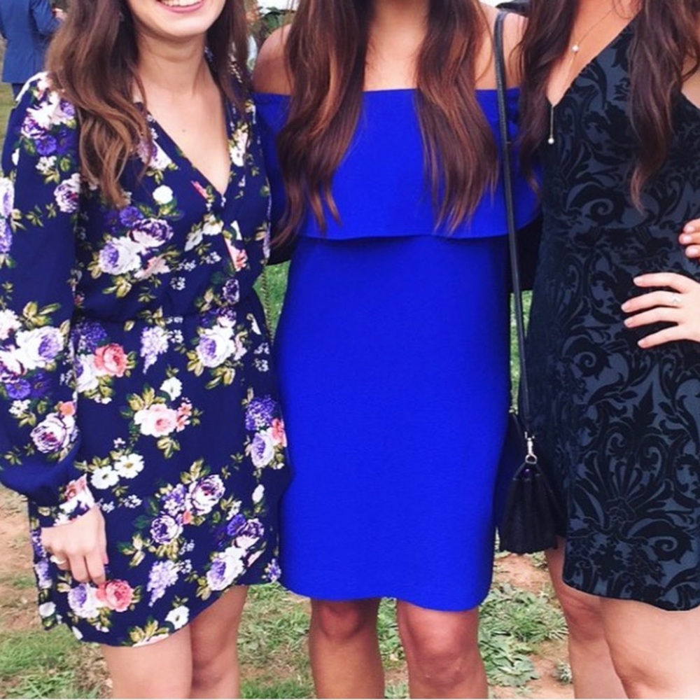 Lulus Navy Blue Floral Dress